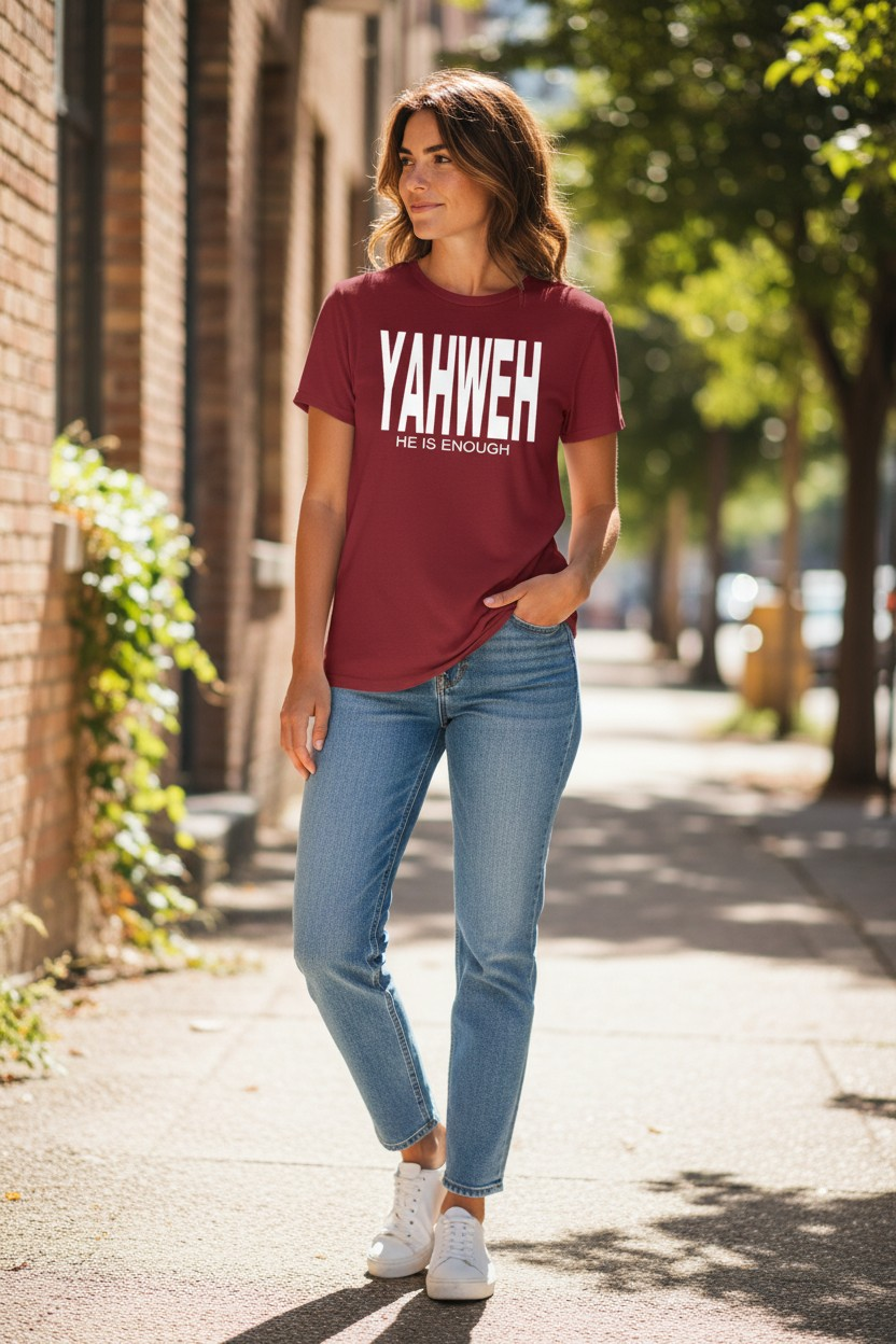 Yahweh Never Give Up T-Shirt - Burgundy