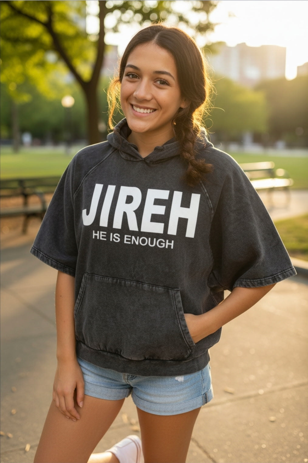 Jireh Cropped Short-Sleeved Hoodie