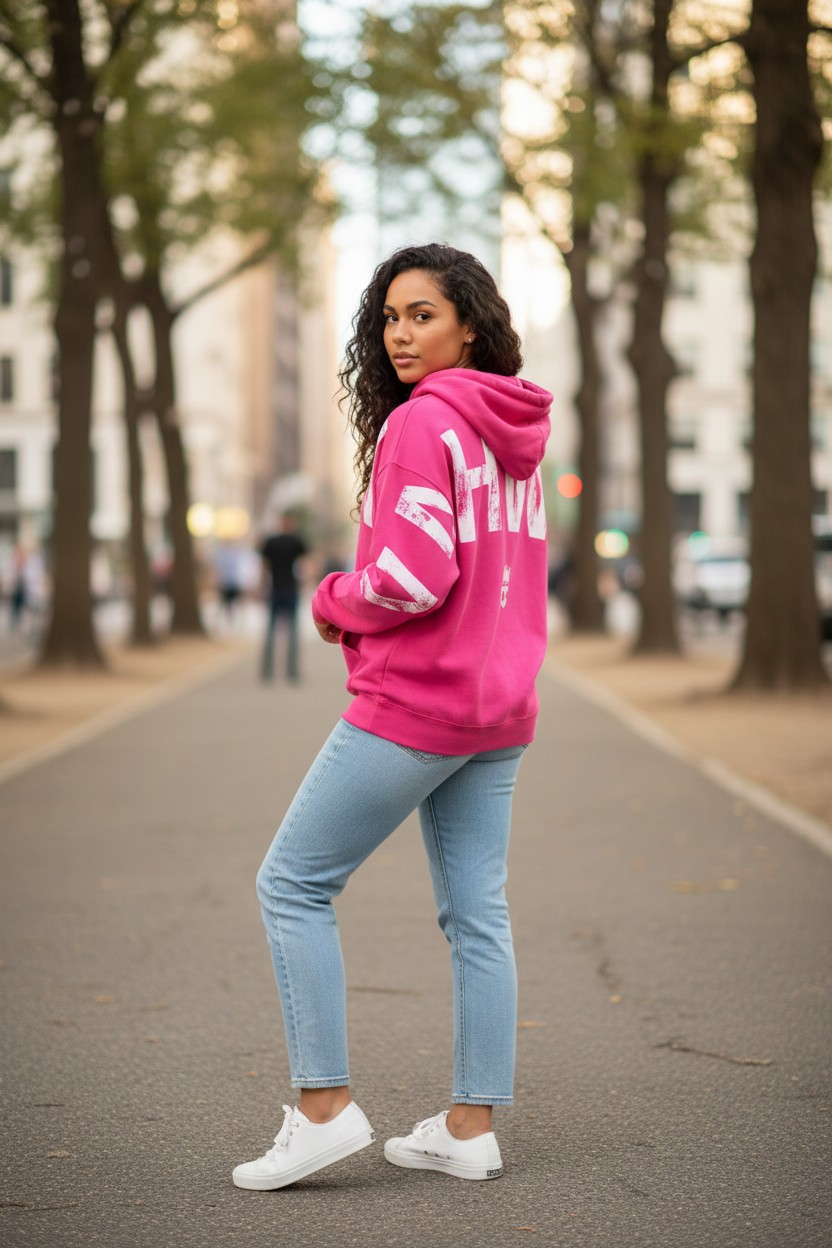 True Testimony - Yahweh Arched Hoodie - Pink