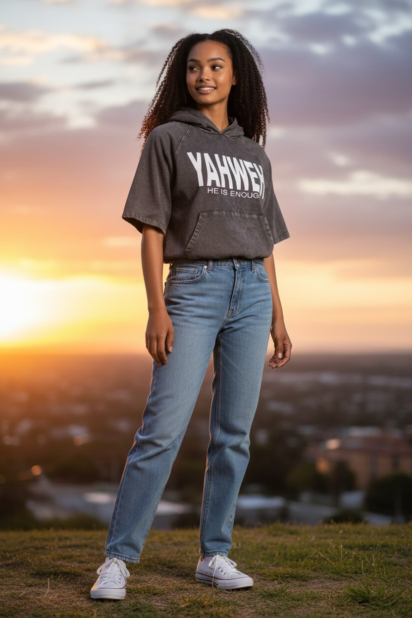Yahweh Cropped Short-Sleeved - Never Give Up Hoodie
