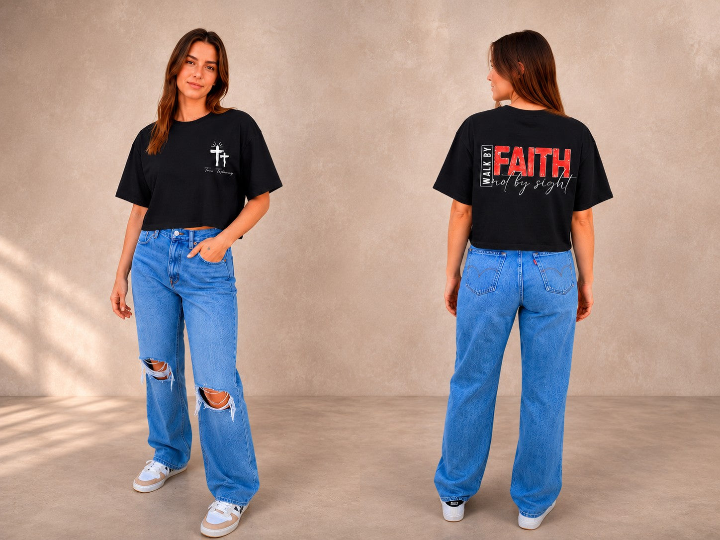 Women's True Testimony Crop Top - Black