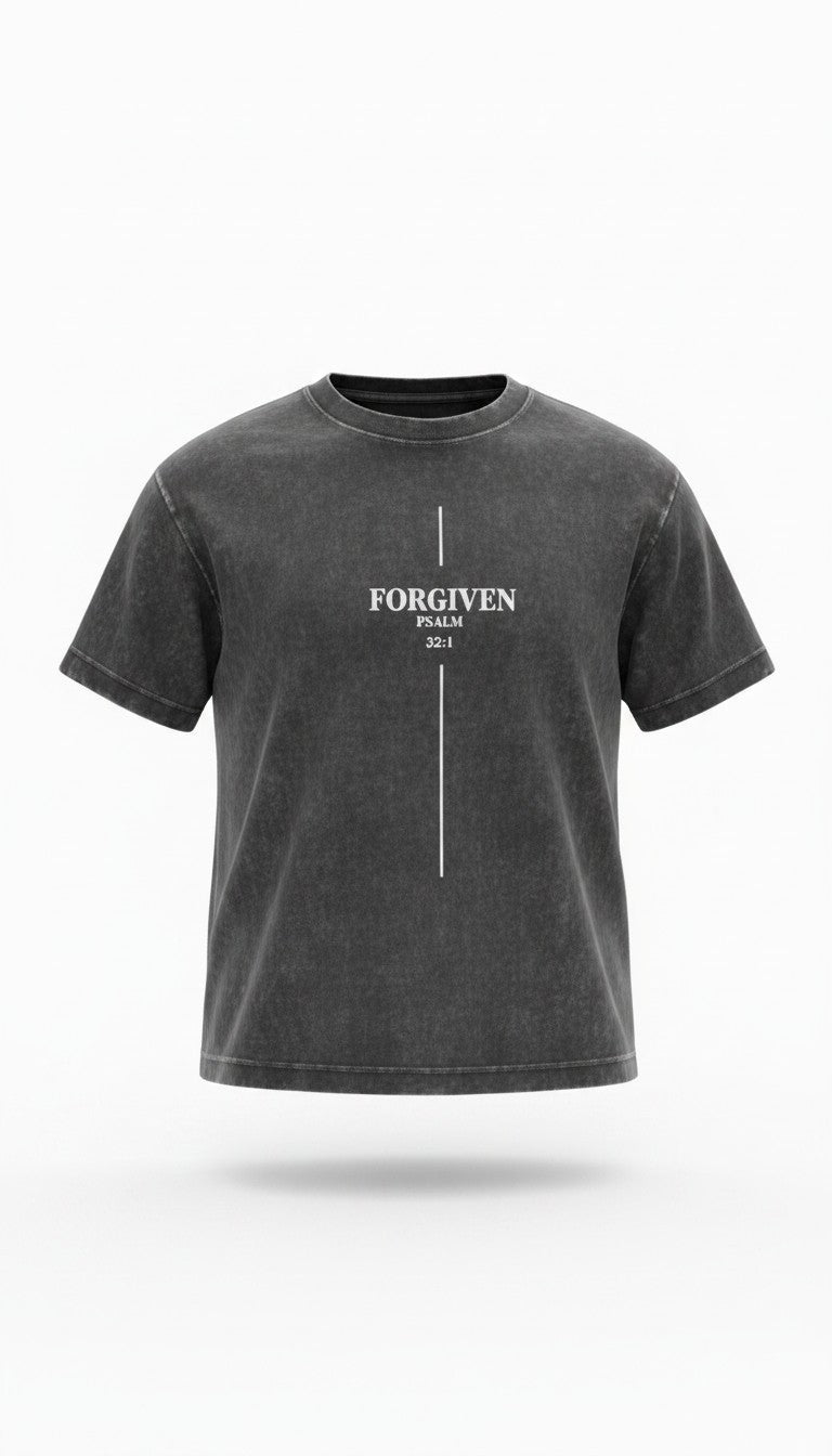 True Testimony Psalms 32:1 Cropped T-Shirt - Washed Black