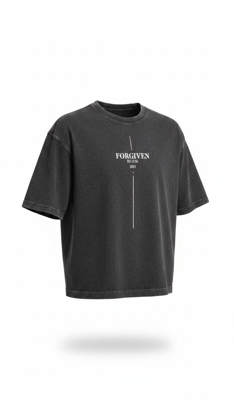 True Testimony Psalms 32:1 Cropped T-Shirt - Washed Black