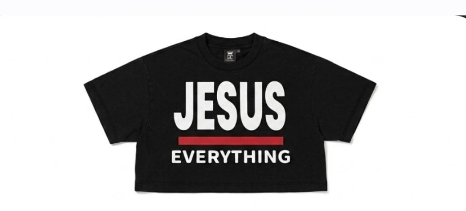Jesus Over Everything - Super Cropped T-shirt - Black