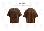 Built on Faith Mens Oversize Cropped Tee (Brown)