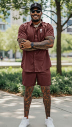 Corporate Culture Maroon Button Up - New Release