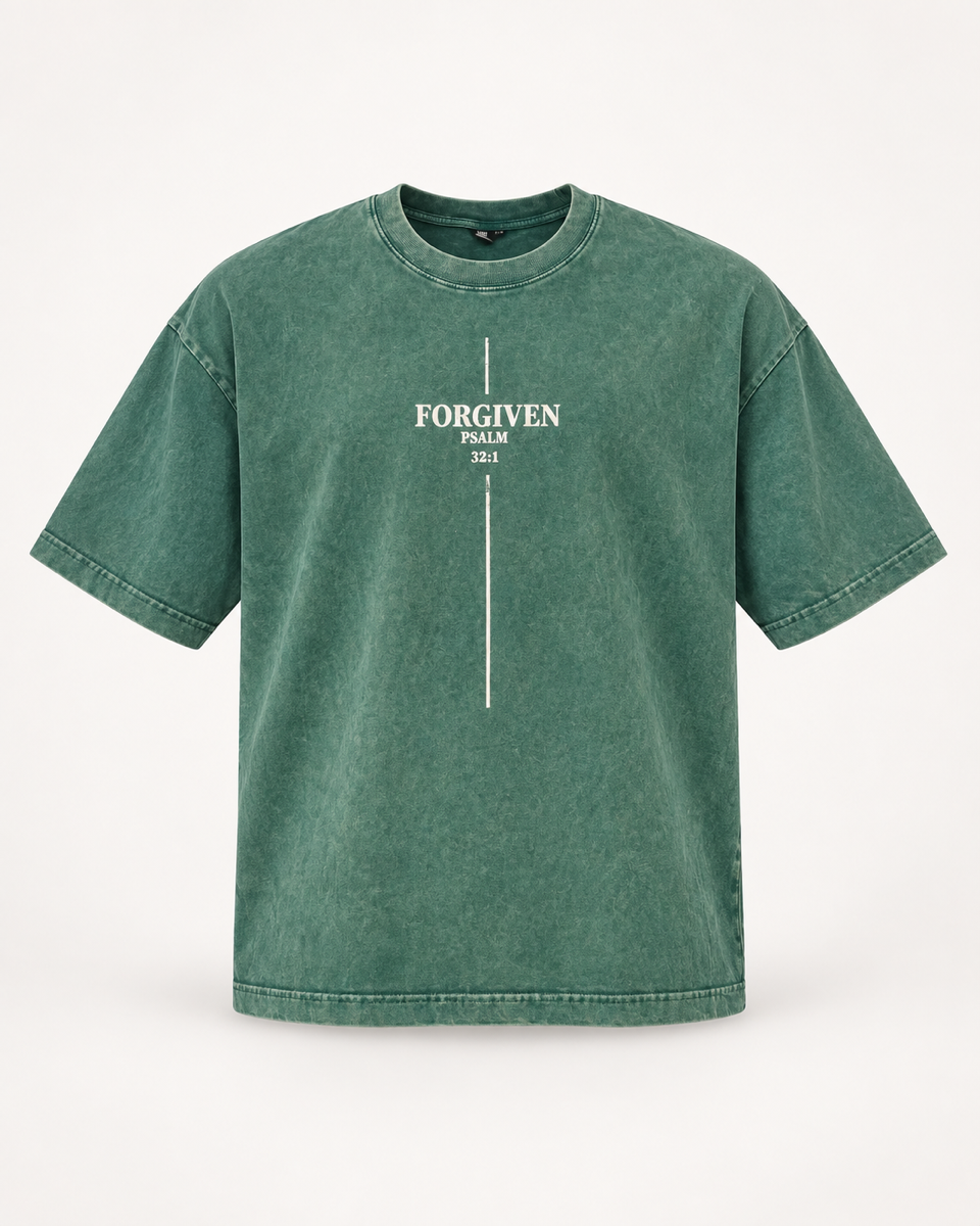 True Testimony Psalms 32:1 Cropped T-Shirt - Washed Green
