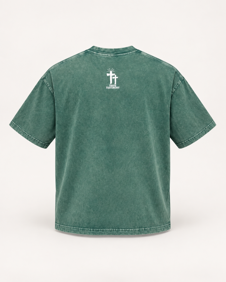 True Testimony Psalms 32:1 Cropped T-Shirt - Washed Green