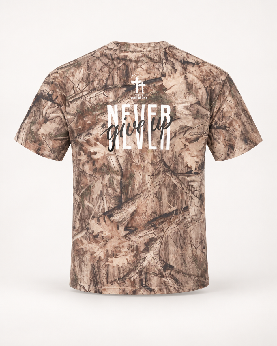 Unisex Yahweh Never Give Up T-Shirt - Camo