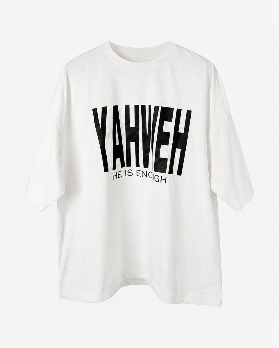 True Testimony - YAHWEH - HE IS ENOUGH Oversized T-Shirt - Sky Blue
