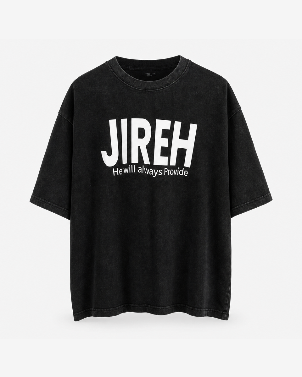 Unisex True Testimony - Jireh Washed Oversized Tee - Black