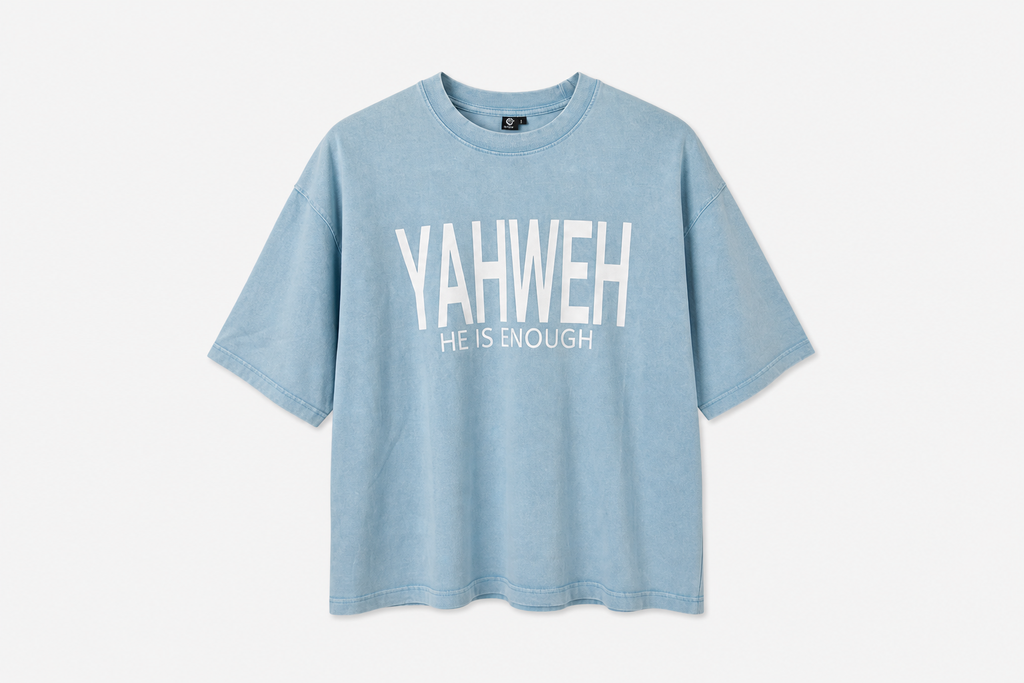 Sky Blue - True Testimony Washed Oversized Cropped T-Shirt - Front
