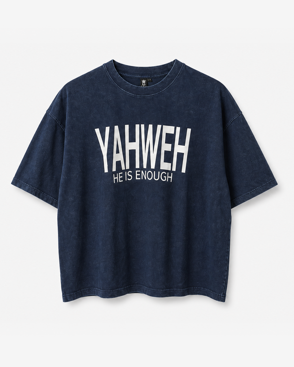 Navy - True Testimony Washed Oversized Cropped T-Shirt - Front