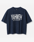 Navy - True Testimony Washed Oversized Cropped T-Shirt - Front
