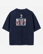 Navy - True Testimony Washed Oversized Cropped T-Shirt - Back
