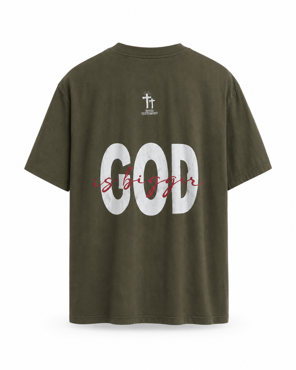 True Testimony - God is Bigger Tee - Military Green