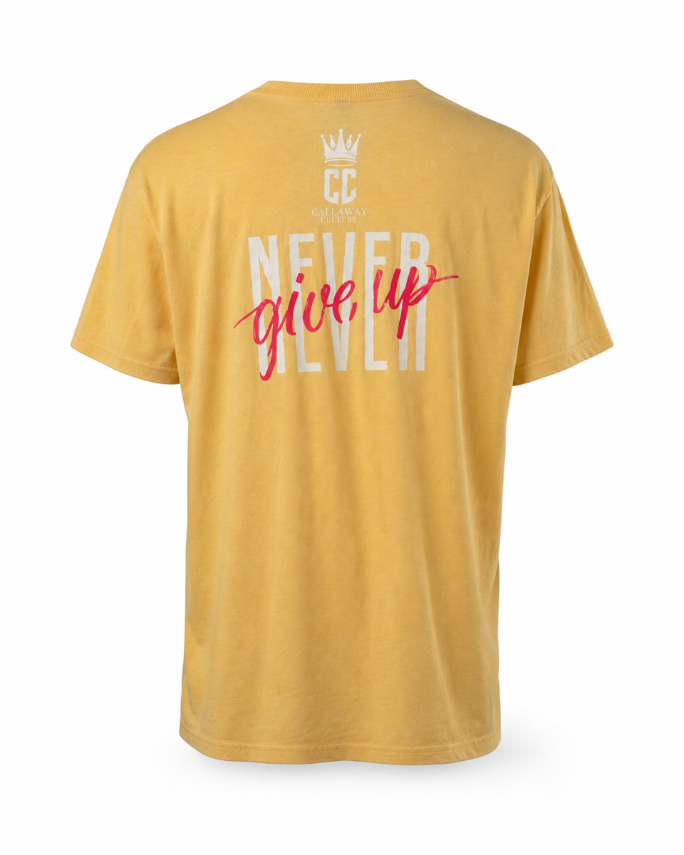 Heather Mustard - True Testimony Yahweh Never Give Up T-Shirt - Back