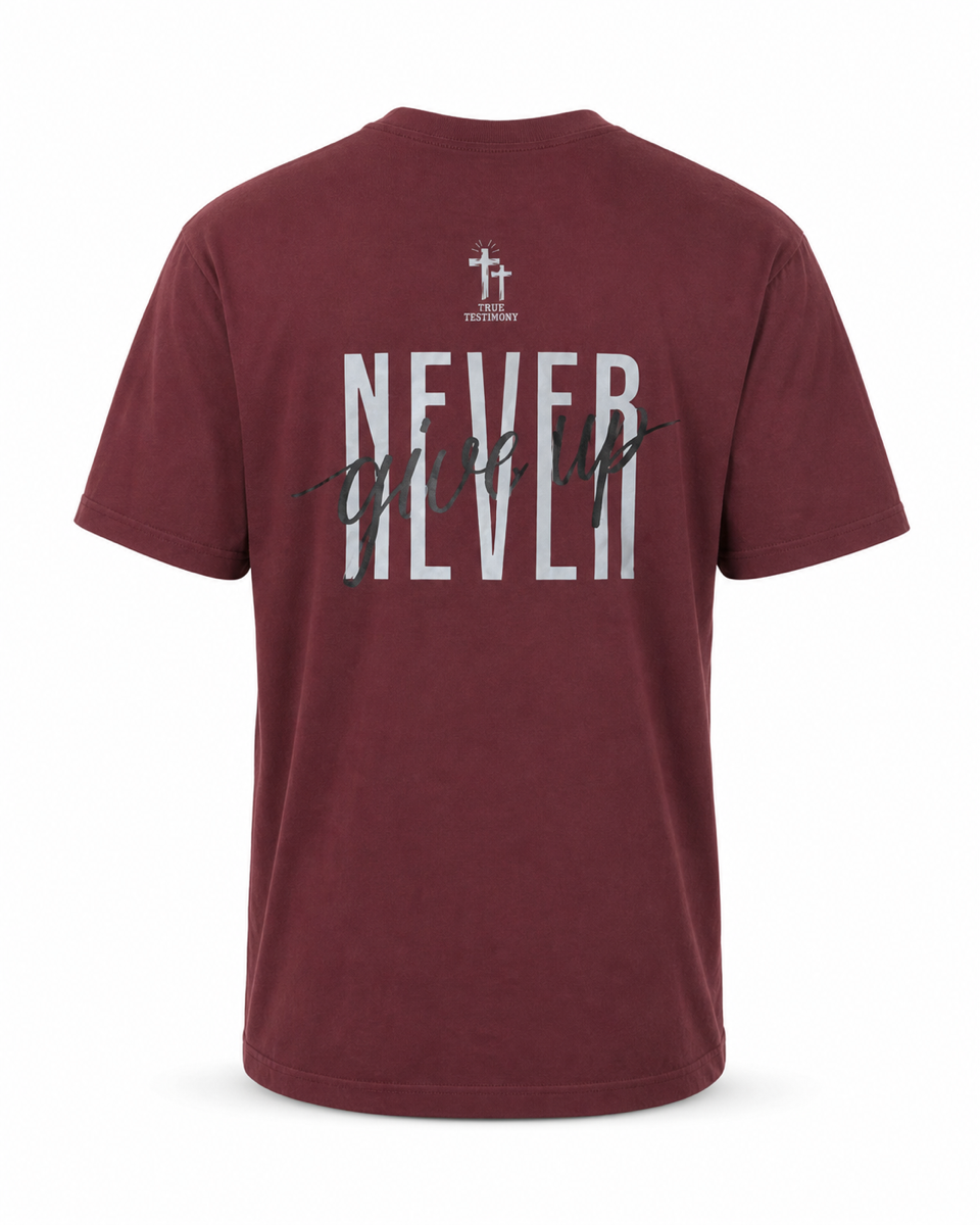 Yahweh Never Give Up T-Shirt - Steel Blue