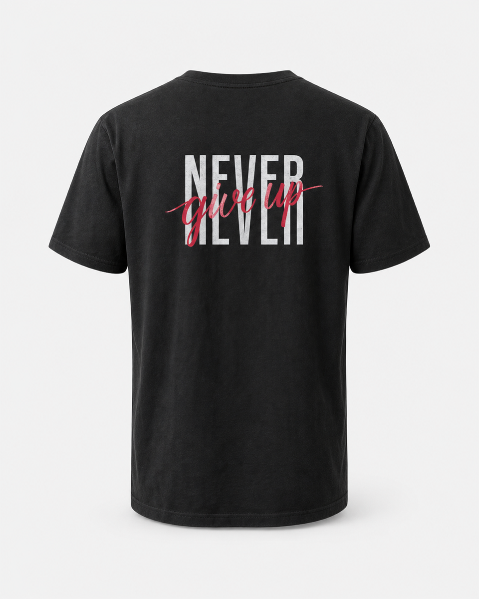 Black - True Testimony Yahweh Never Give Up T-Shirt - Back