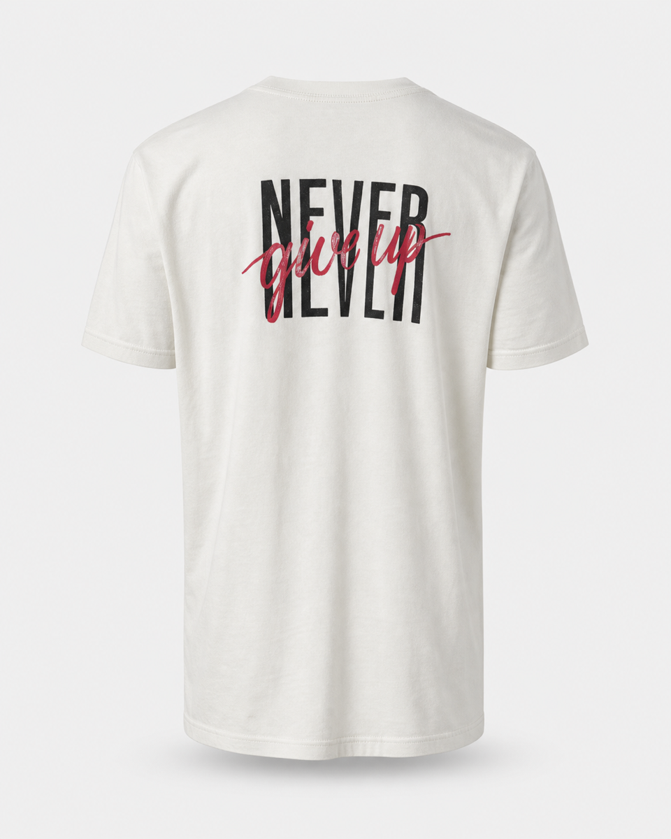 White - True Testimony Yahweh Never Give Up T-Shirt - Back