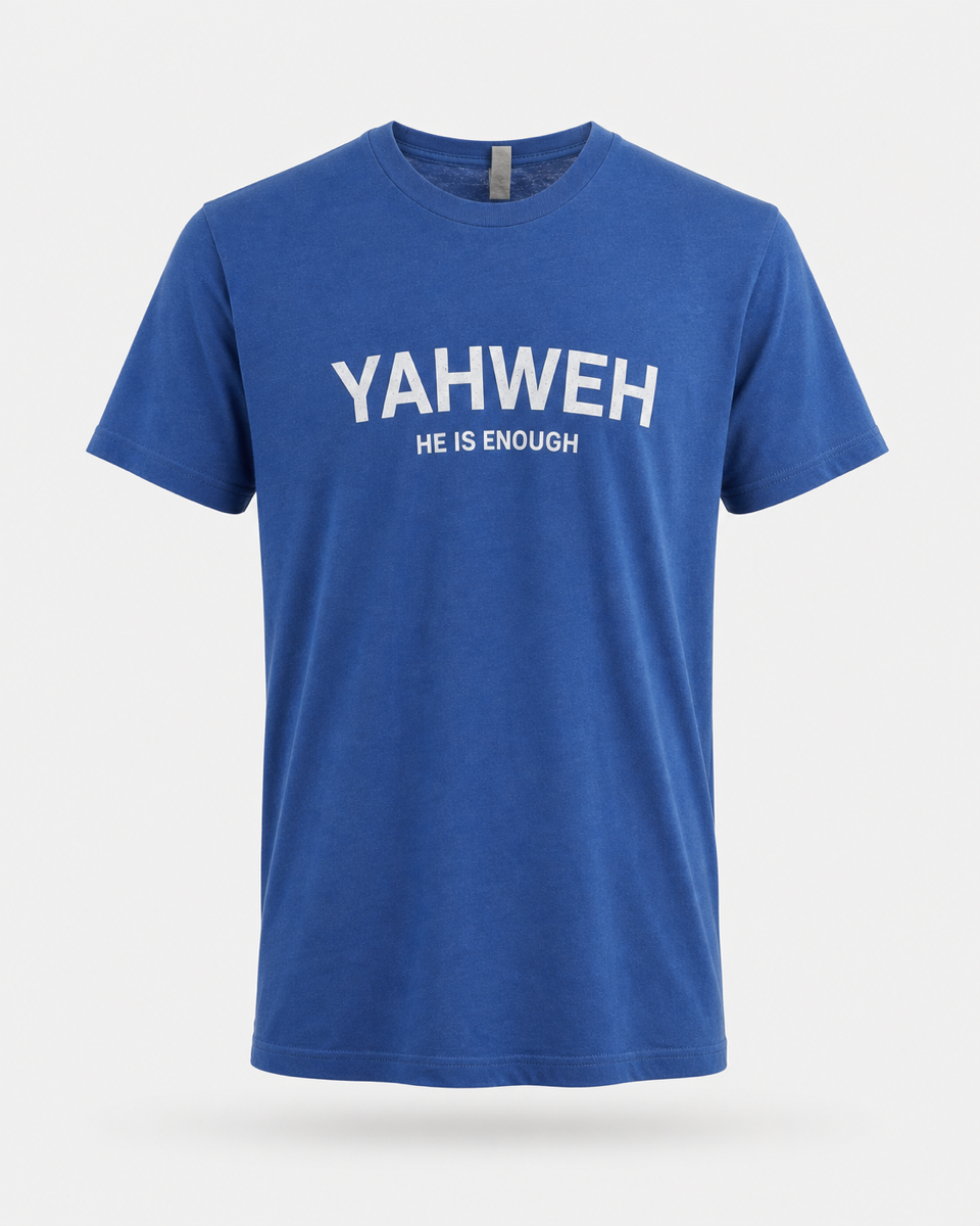Blue - True Testimony Yahweh Never Give Up T-Shirt - Front