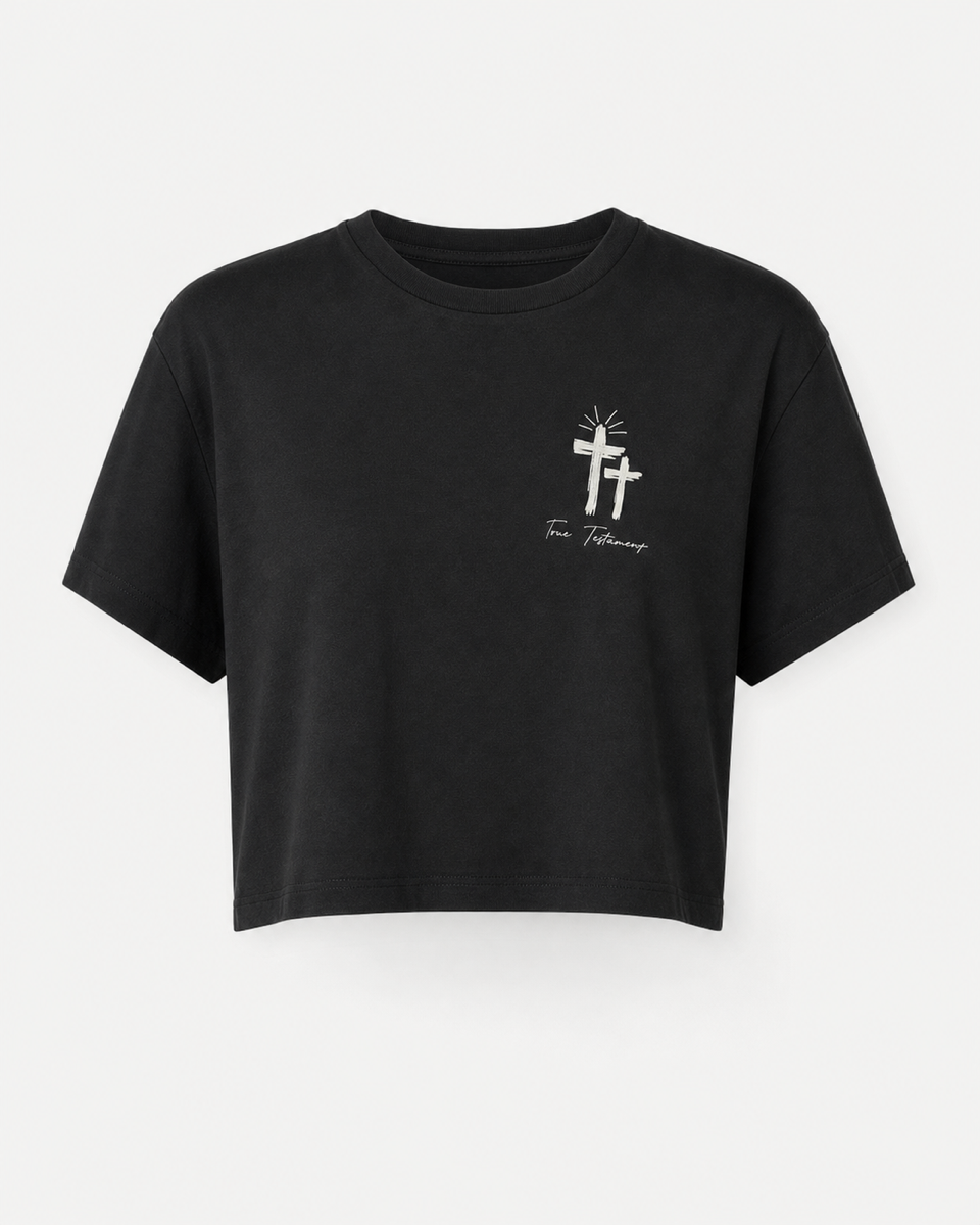 Black - Front - True Testimony Fearfully & Wonderfully Made Women's Crop Top