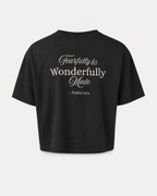 Black - Back - True Testimony Fearfully & Wonderfully Made Women's Crop Top