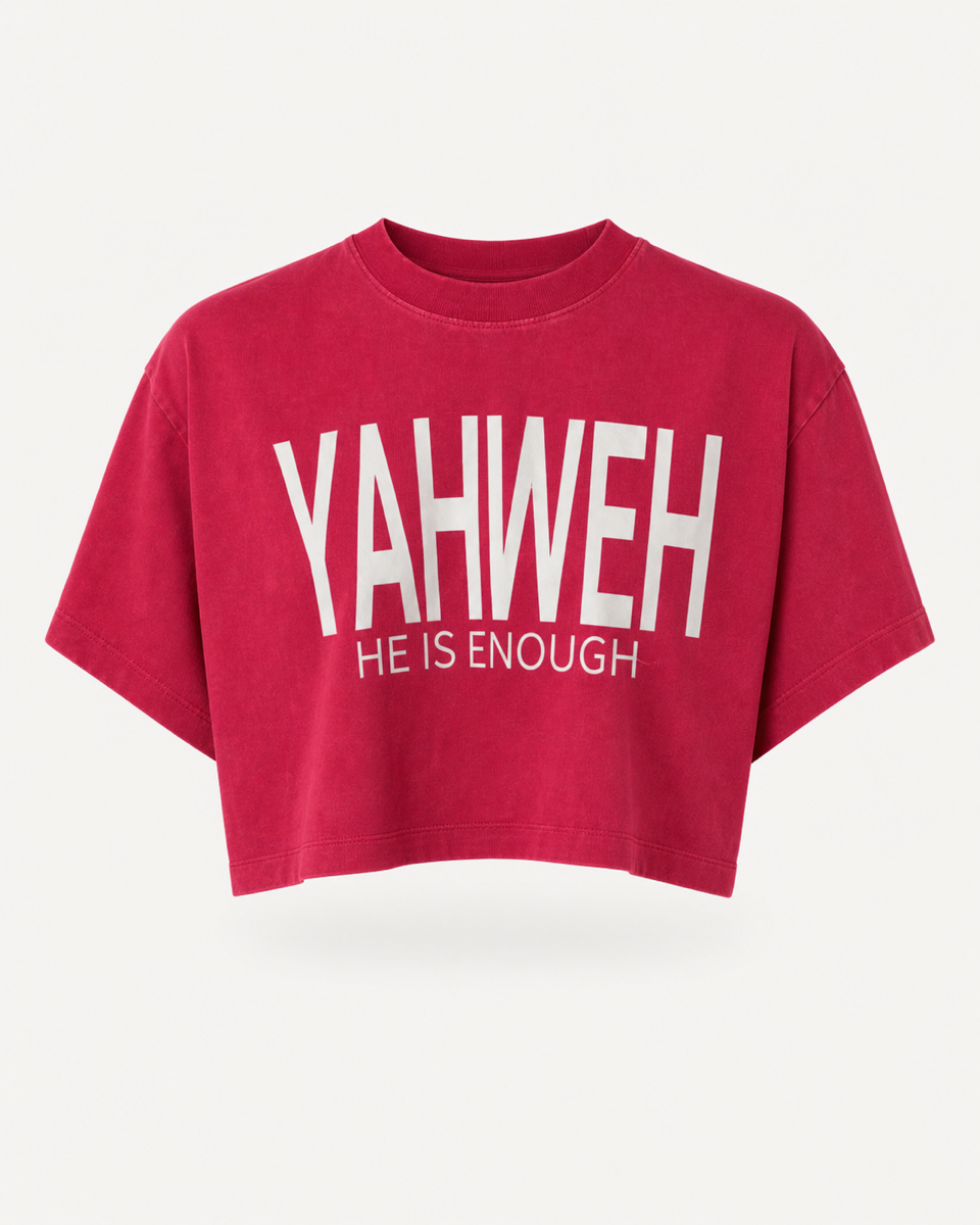 Red - Yahweh Never Give Up Super-Cropped T-Shirt - Front