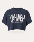 Navy - Yahweh Walk by Faith Super-Cropped T-Shirt - Front