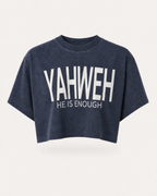 Navy - Yahweh Walk by Faith Super-Cropped T-Shirt - Front