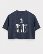 Navy - Yahweh Walk by Faith Super-Cropped T-Shirt - Back
