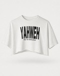 White - Yahweh Never Give Up Super-Cropped T-Shirt - Front