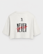 White - Yahweh Never Give Up Super-Cropped T-Shirt - Back