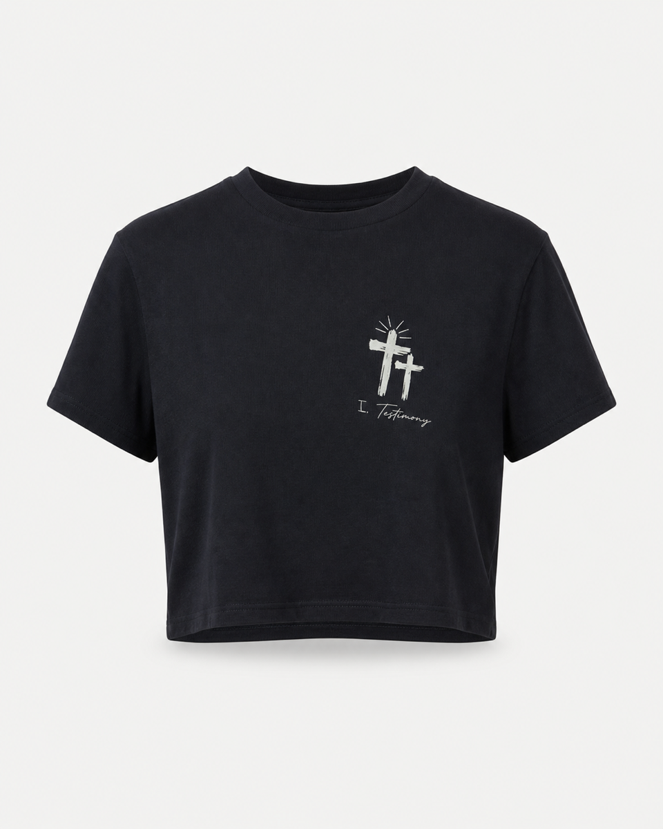 True Testimony Psalm 31:28 Cropped T-Shirt - Navy