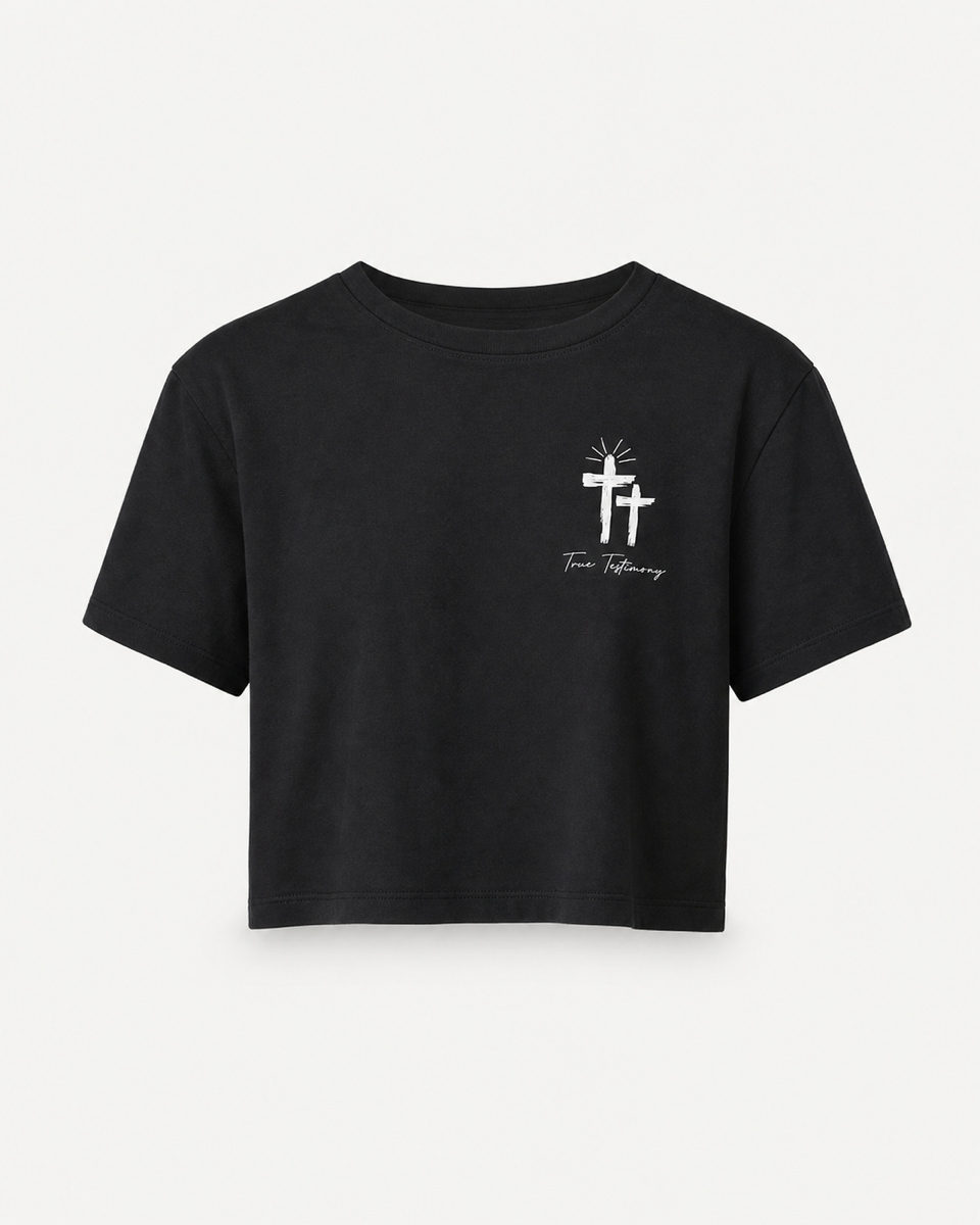 Black - True Testimony Crop Top - Front