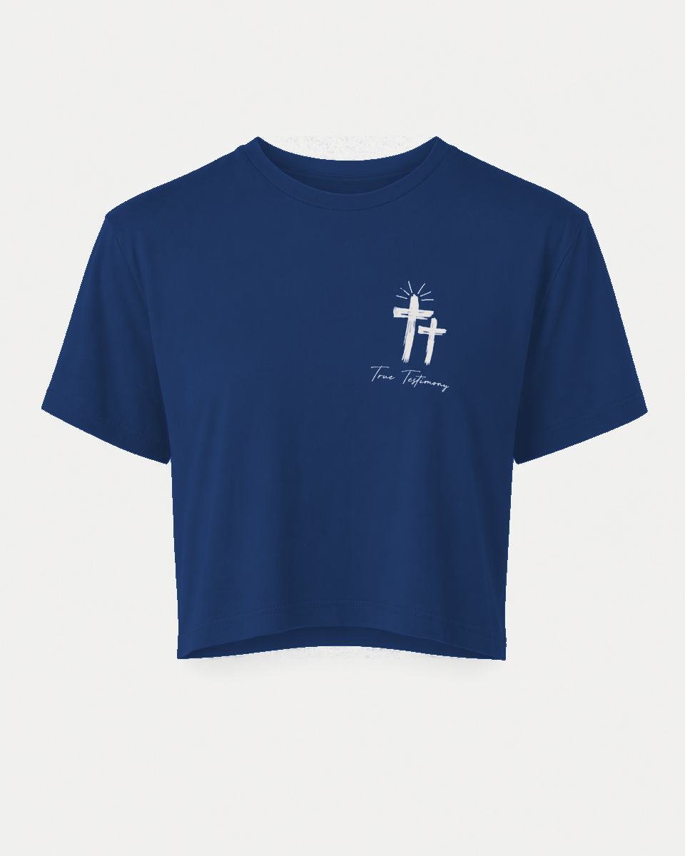 Navy - Front - True Testimony Trust in the Lord Women's Crop Top