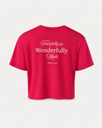 Red - Back - True Testimony Fearfully & Wonderfully Made Women's Crop Top