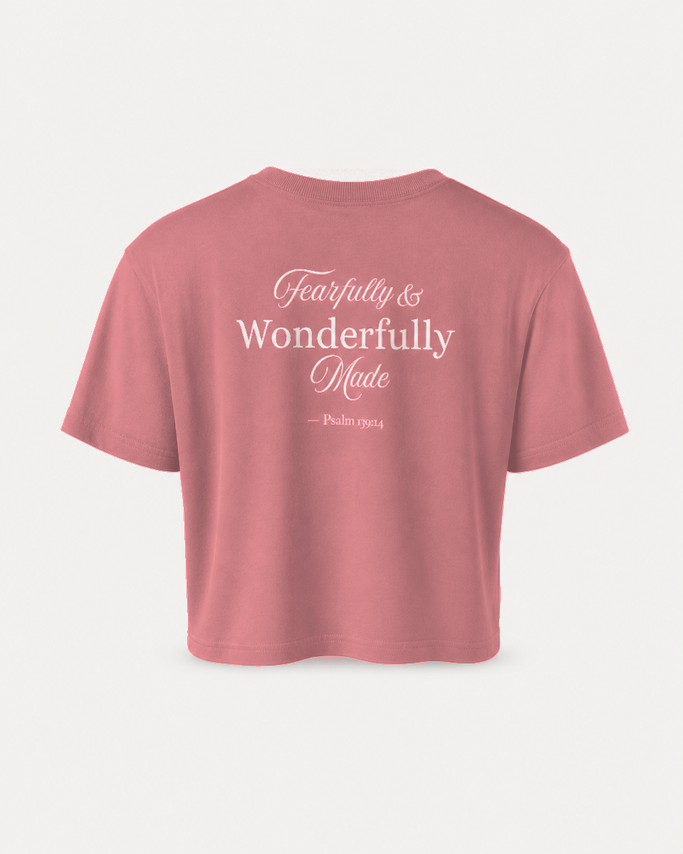 Pink - Back - True Testimony Fearfully & Wonderfully Made Women's Crop Top
