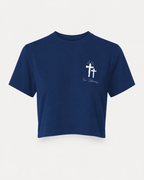 Navy - Front - True Testimony God is Good Women's Cropped T-Shirt