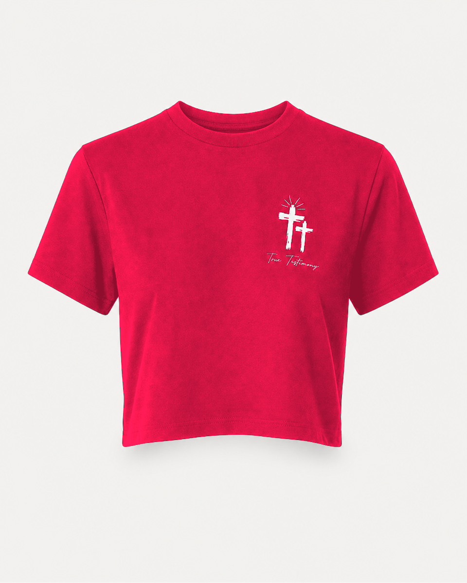 Red - Front - True Testimony God is Good Women's Cropped T-Shirt