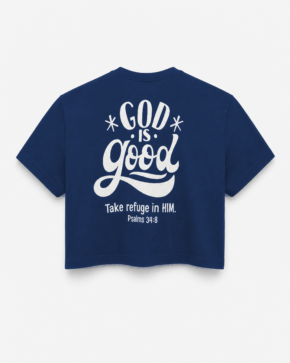 Navy - Back - True Testimony God is Good Women's Cropped T-Shirt