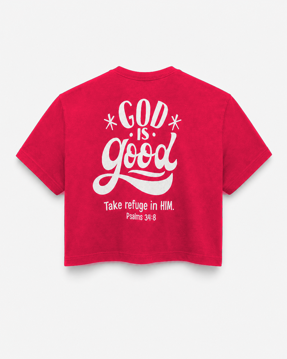 Red - Back - True Testimony God is Good Women's Cropped T-Shirt