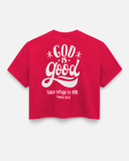 Red - Back - True Testimony God is Good Women's Cropped T-Shirt