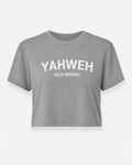 Grey - Yahweh Never Give Up Super-Cropped T-Shirt - Front