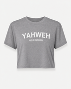Grey - Yahweh Never Give Up Super-Cropped T-Shirt - Front