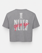 Grey - Yahweh Never Give Up Super-Cropped T-Shirt - Back