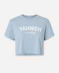 Sky Blue - Yahweh Never Give Up Super-Cropped T-Shirt - Front