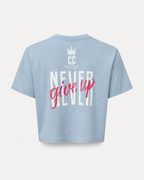 Sky Blue - Yahweh Never Give Up Super-Cropped T-Shirt - Back