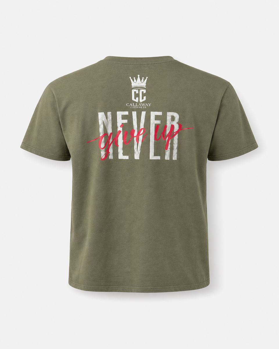 Sage Green - True Testimony Yahweh Never Give Up T-Shirt - Back