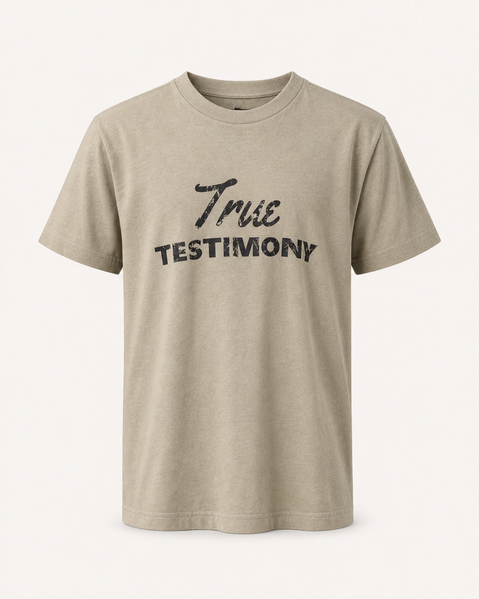 Tan - True Testimony Never Give Up Youth T-Shirt - Front